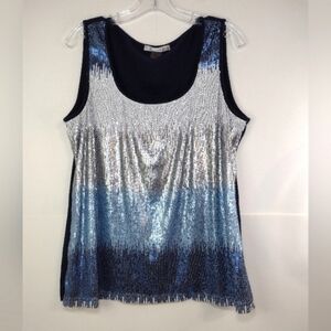 PETER NYGARD women's sequin blue/Grey top size (1X)